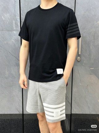 Essentials Black Short Sleeve T-Shirt with Striped Sleeves view 7