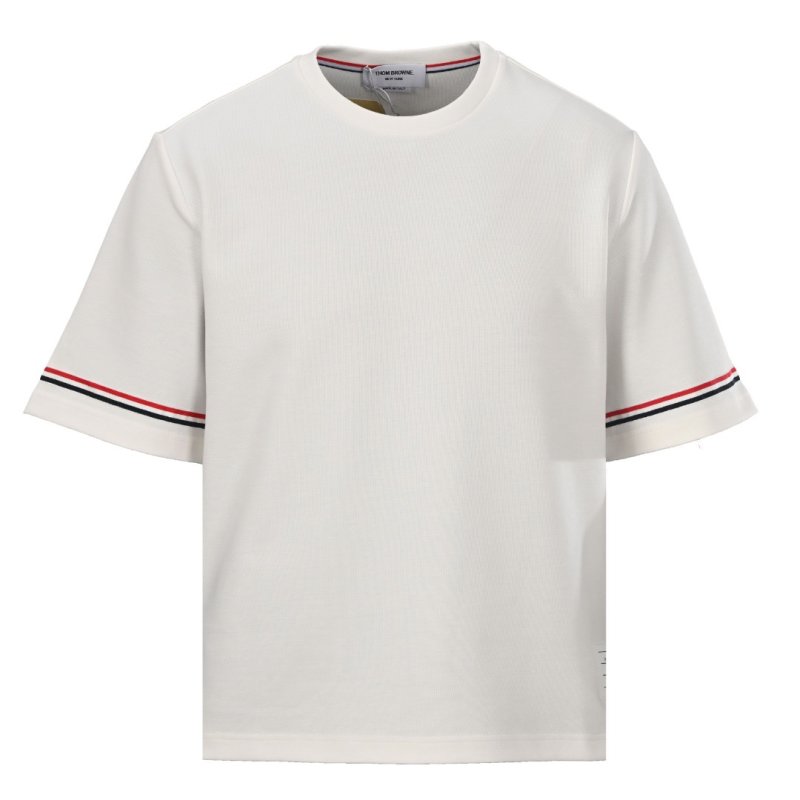 Thom Browne Striped Sleeve White T-Shirt view