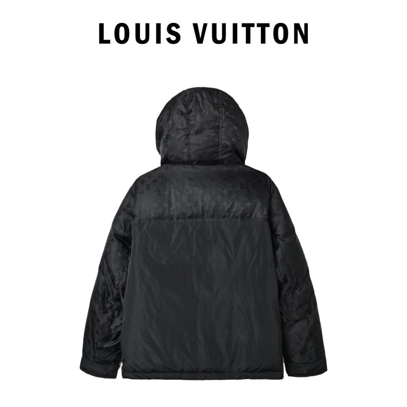 Black Quilted Down Jacket with Hood view