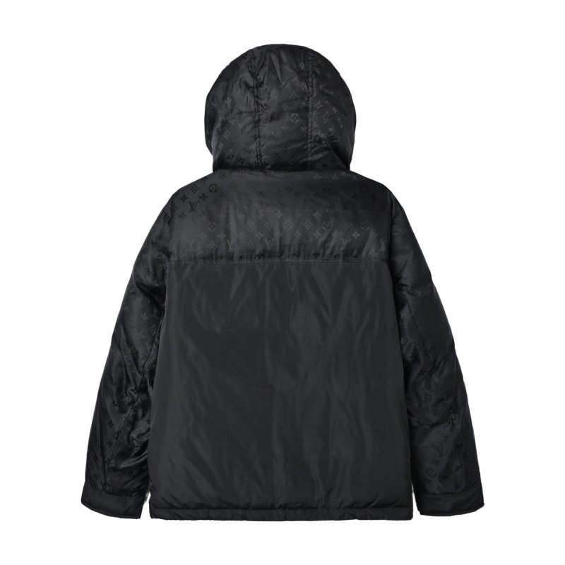 Black Quilted Down Jacket with Hood view
