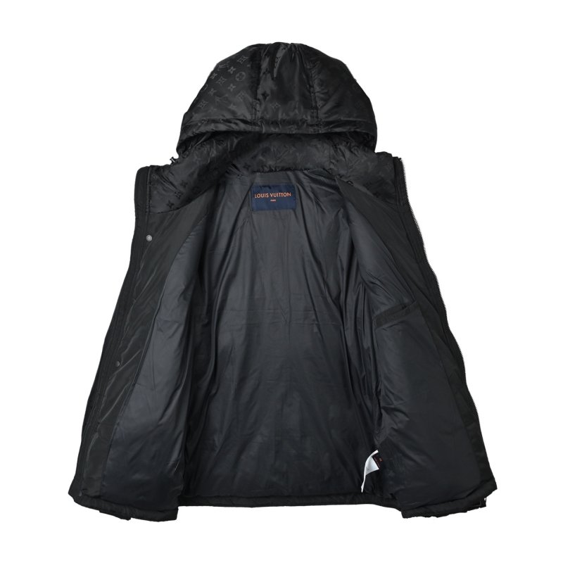 Black Quilted Down Jacket with Hood view