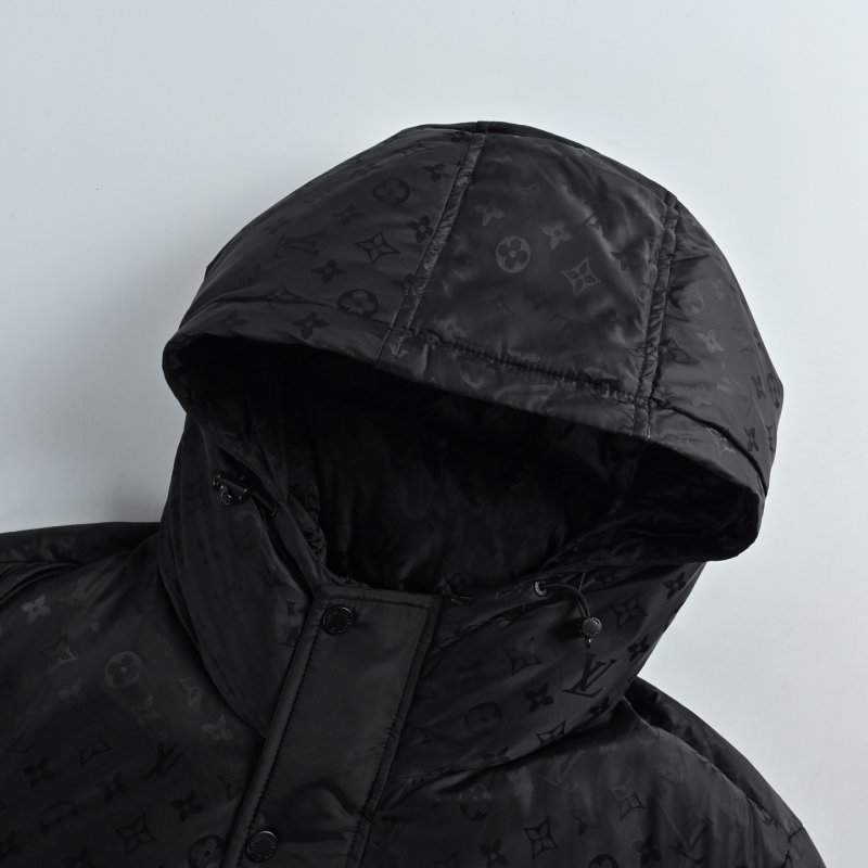 Black Quilted Down Jacket with Hood view