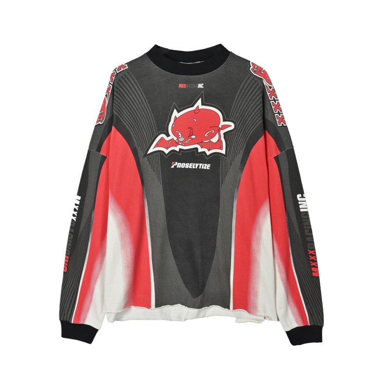 Jordan Chicago Bulls Color-Block Long Sleeve Tee Black Red White view