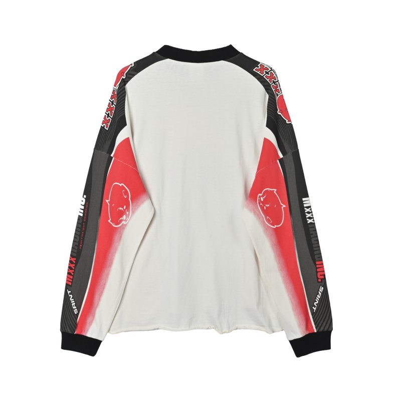 Jordan Chicago Bulls Color-Block Long Sleeve Tee Black Red White view