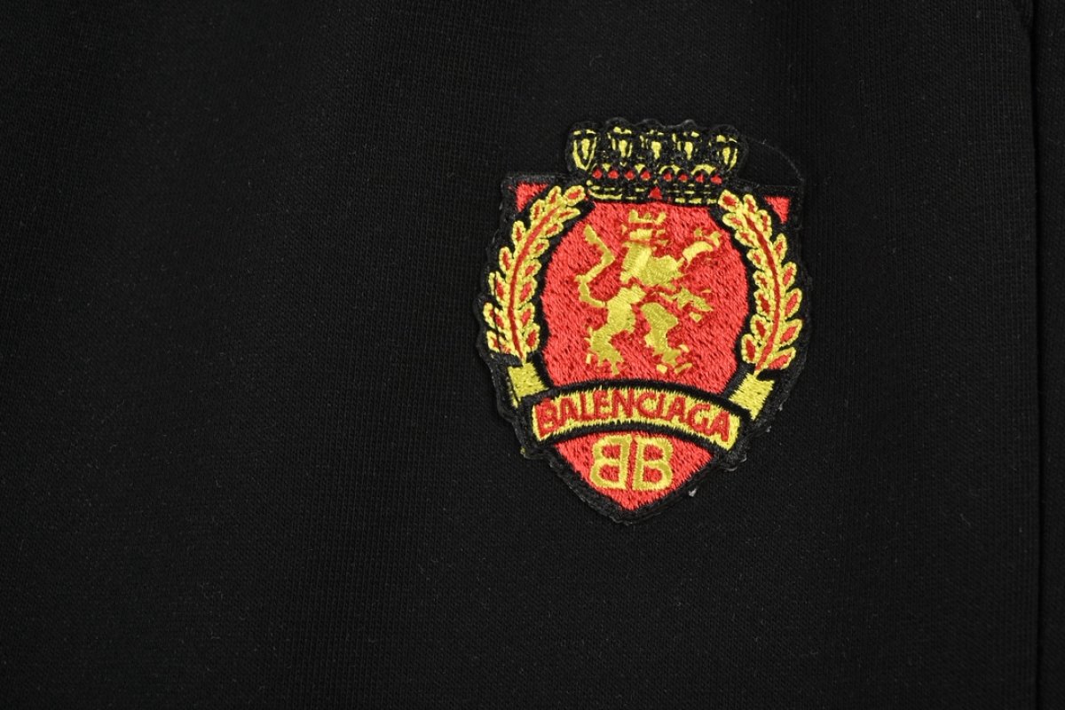 Black Embroidered Crest Joggers view