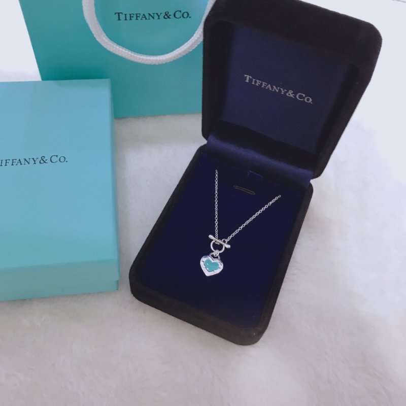 Tiffany Heart Pendant Necklace Turquoise Enamel Silver view