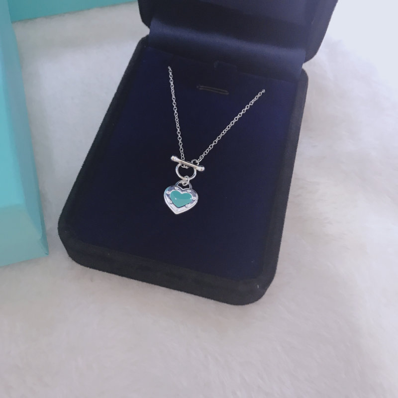 Tiffany Heart Pendant Necklace Turquoise Enamel Silver view