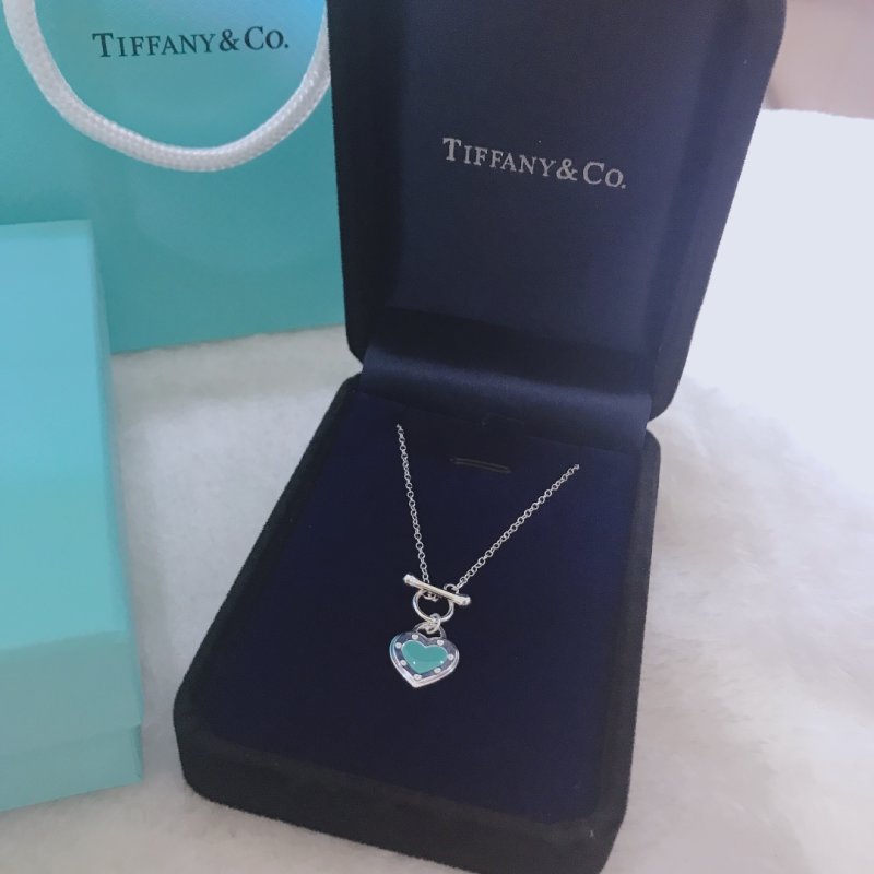 Tiffany Heart Pendant Necklace Turquoise Enamel Silver view