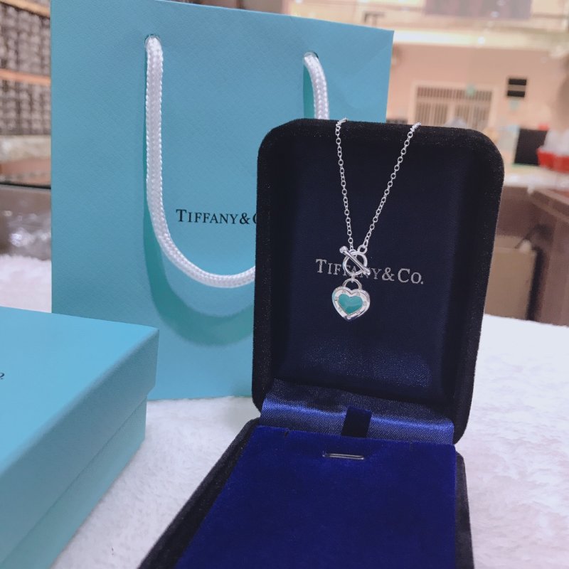 Tiffany Heart Pendant Necklace Turquoise Enamel Silver view