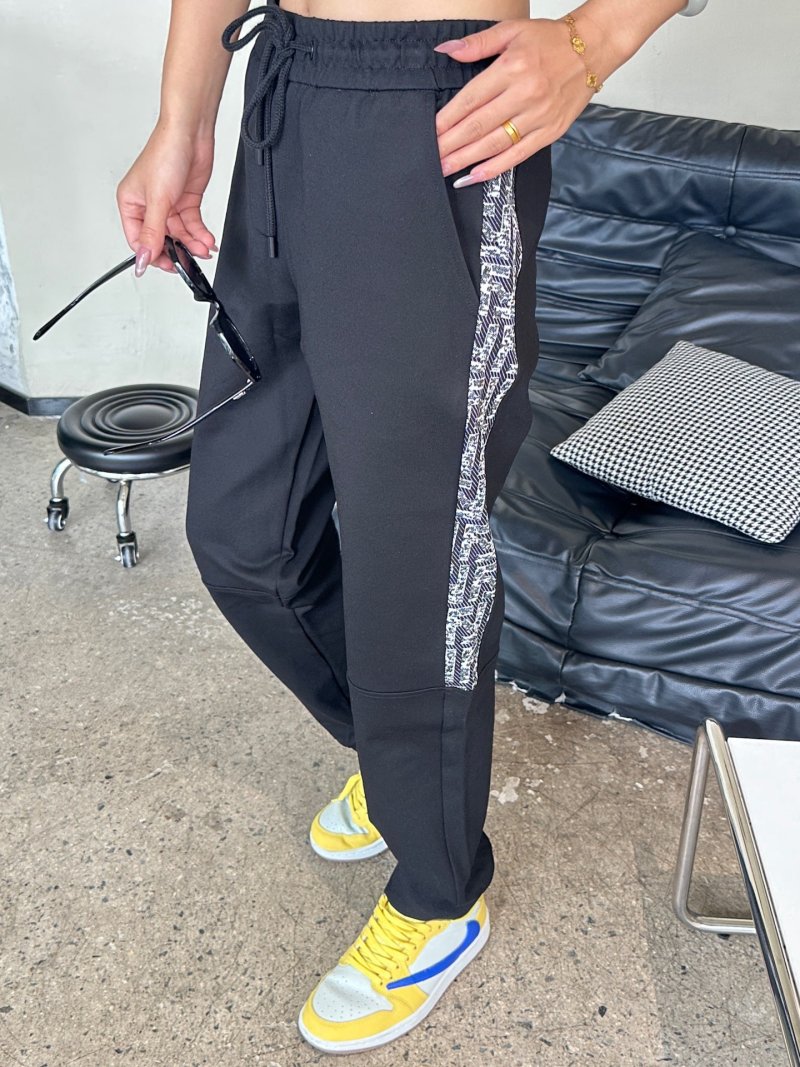 Black Joggers with Monochrome Side Stripe