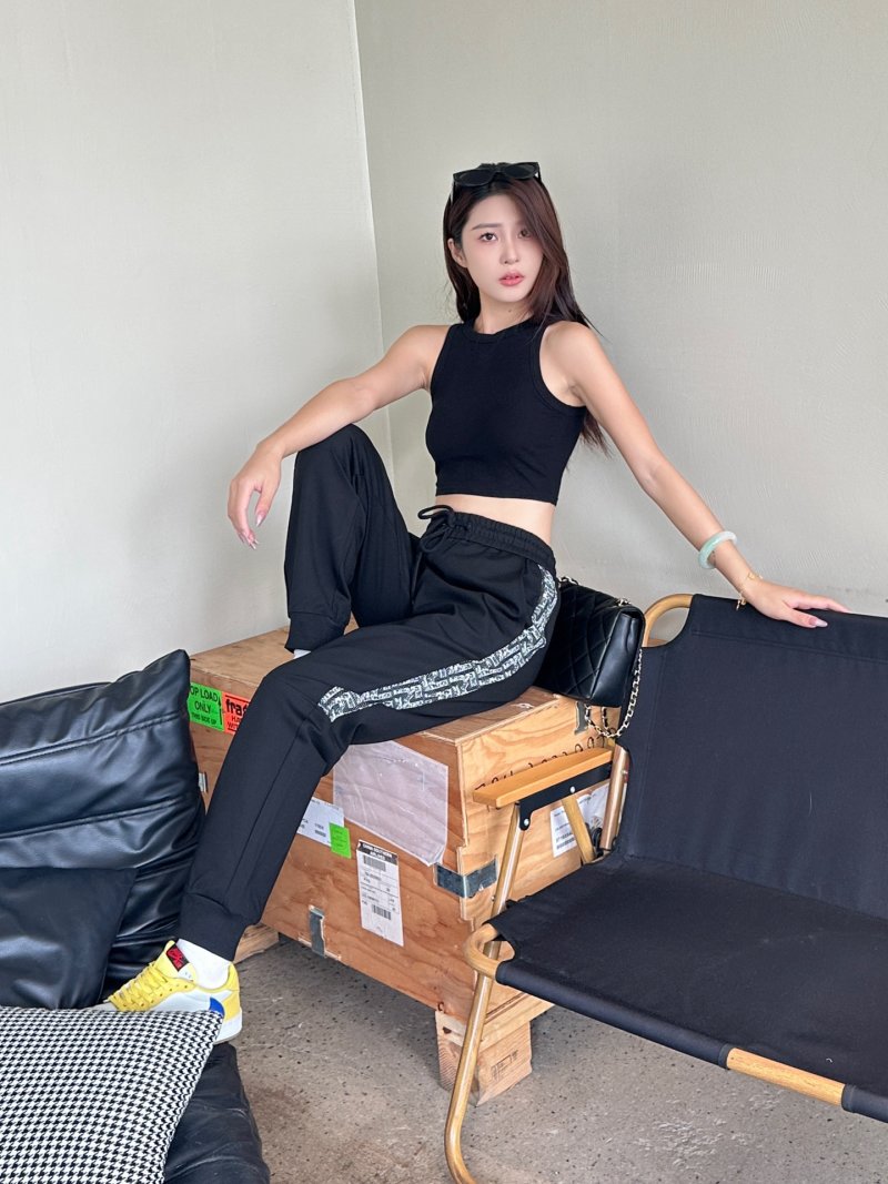 Black Joggers with Monochrome Side Stripe view