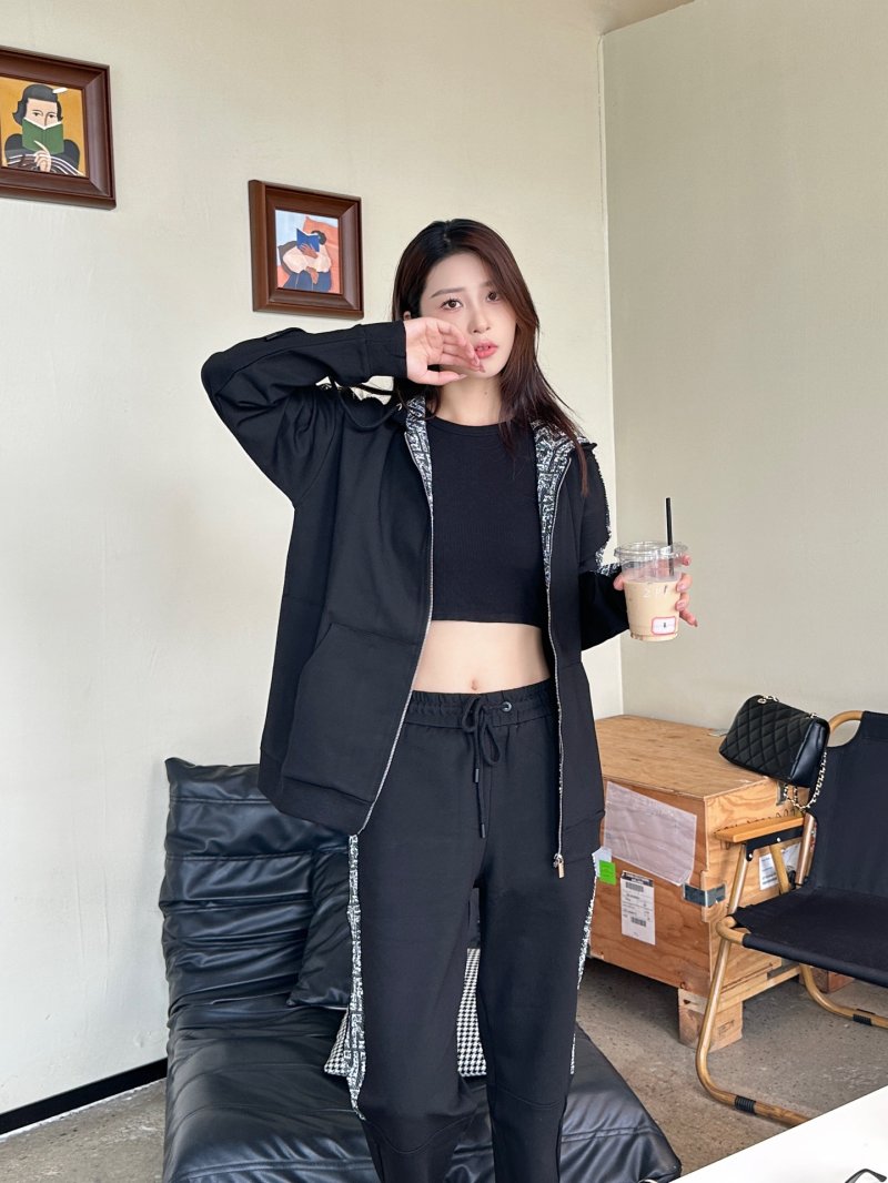 Black Joggers with Monochrome Side Stripe view