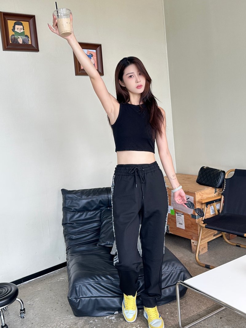 Black Joggers with Monochrome Side Stripe view