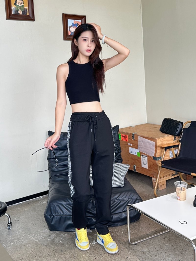 Black Joggers with Monochrome Side Stripe view