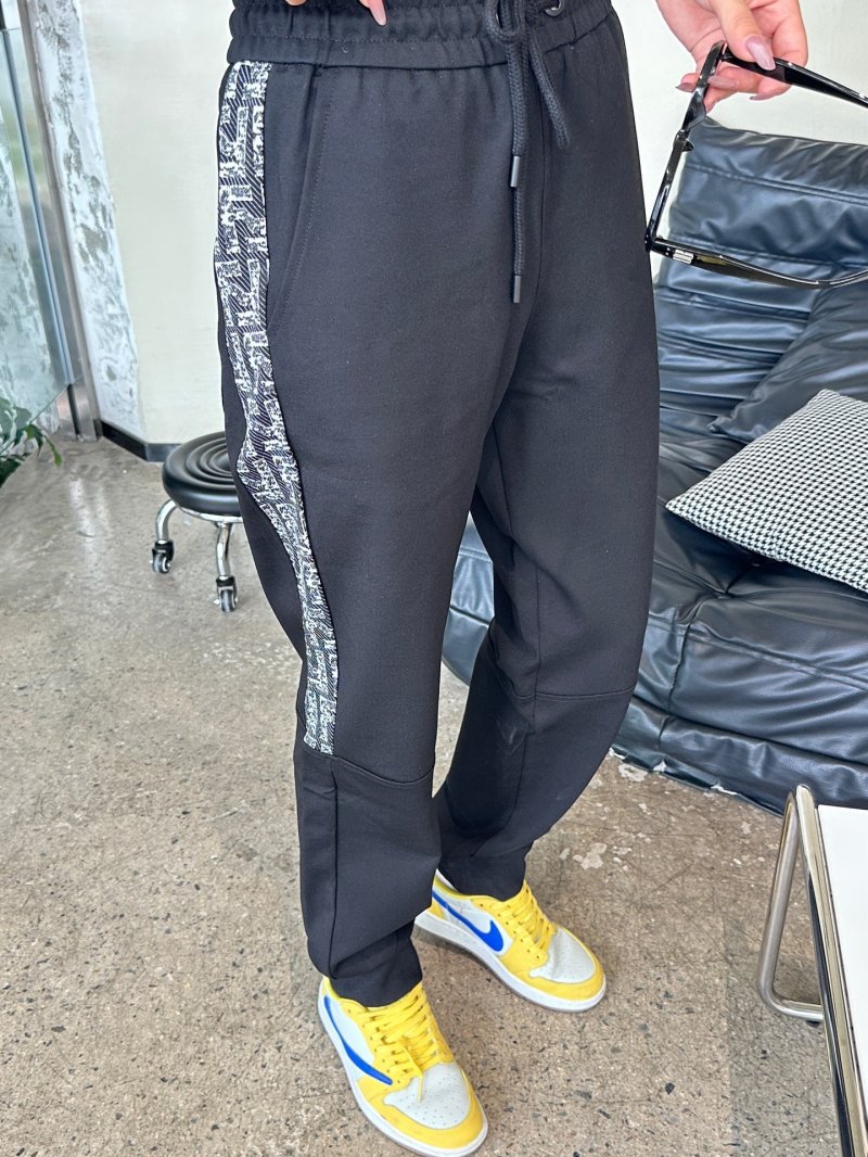 Black Joggers with Monochrome Side Stripe view