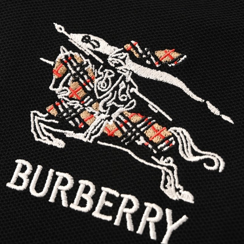 Burberry Black Polo Shirt with EKD Embroidery view
