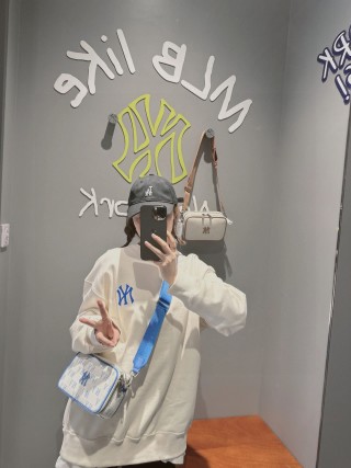 MLB Jacquard Camera Bag Blue & White Monogram view 5