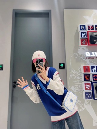 MLB Jacquard Camera Bag Blue & White Monogram view 6