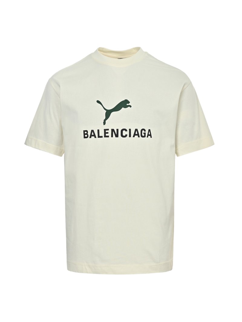 Balenciaga Cream Logo Crewneck T-Shirt view