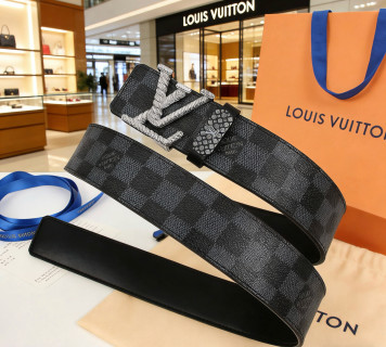 Louis Vuitton Damier Graphite Leather Belt with LV Buckle view 2