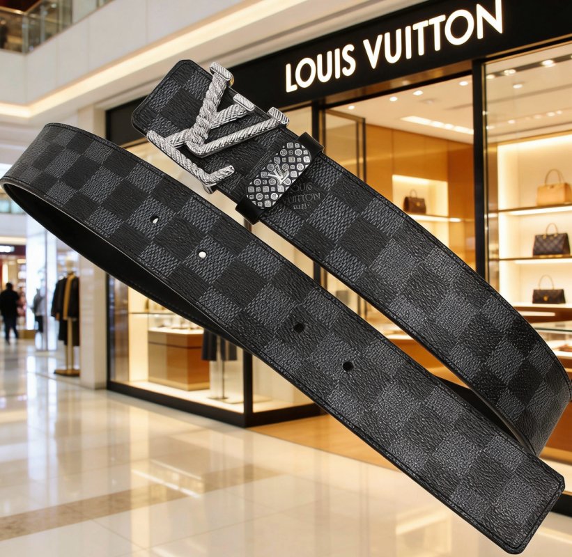 Louis Vuitton Damier Graphite Leather Belt with LV Buckle view