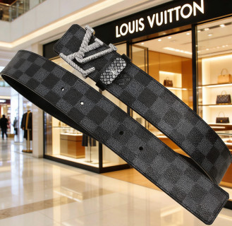 Louis Vuitton Damier Graphite Leather Belt with LV Buckle view 3