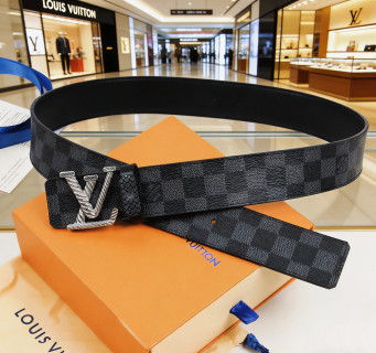 Louis Vuitton Damier Graphite Leather Belt with LV Buckle view 6