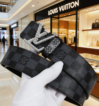 Louis Vuitton Damier Graphite Leather Belt with LV Buckle view 7