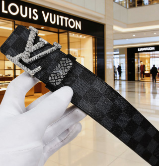 Louis Vuitton Damier Graphite Leather Belt with LV Buckle view 8