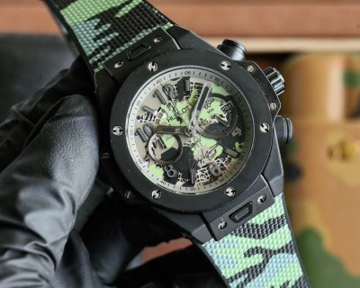 Hublot Big Bang Chronograph Black Steel Watch 48MM view 2