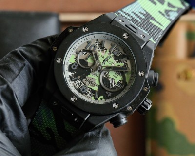 Hublot Big Bang Chronograph Black Steel Watch 48MM view 3