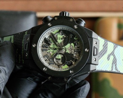 Hublot Big Bang Chronograph Black Steel Watch 48MM view 4