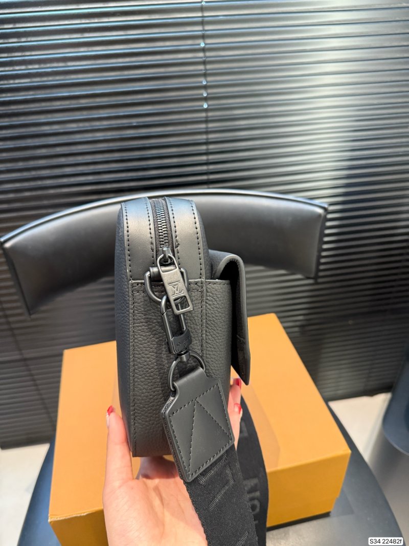 Louis Vuitton Black Leather Messenger Bag view