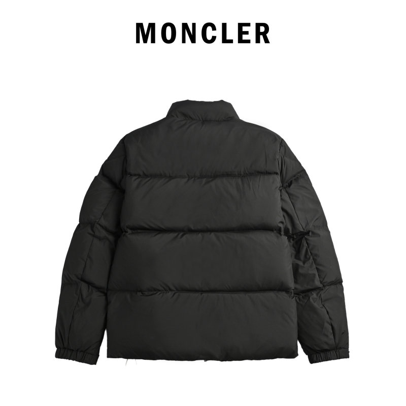 Black Puffer Down Jacket with Cargo Pockets view