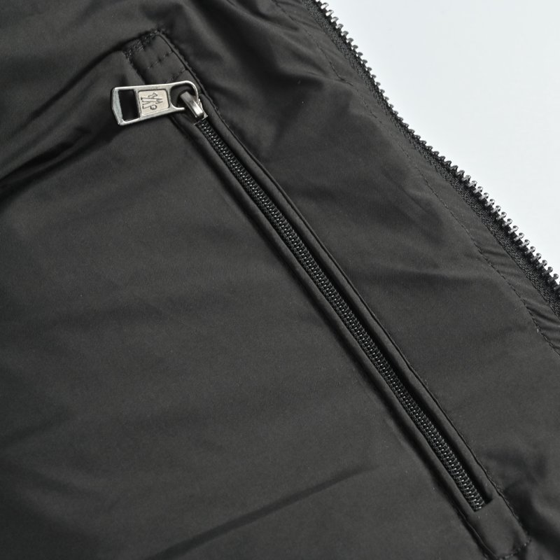 Black Puffer Down Jacket with Cargo Pockets view