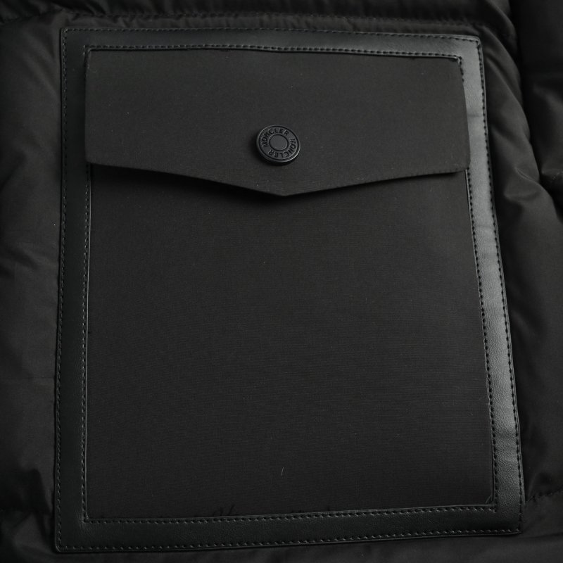 Black Puffer Down Jacket with Cargo Pockets view