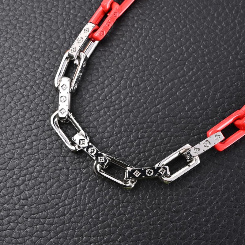 Louis Vuitton Monogram Chain Dragon Red Silver Necklace view