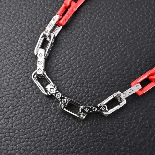 Louis Vuitton Monogram Chain Dragon Red Silver Necklace view 3