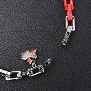 Louis Vuitton Monogram Chain Dragon Red Silver Necklace view 4