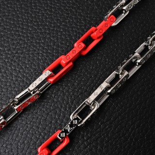 Louis Vuitton Monogram Chain Dragon Red Silver Necklace view 5