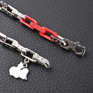 Louis Vuitton Monogram Chain Dragon Red Silver Necklace view 6