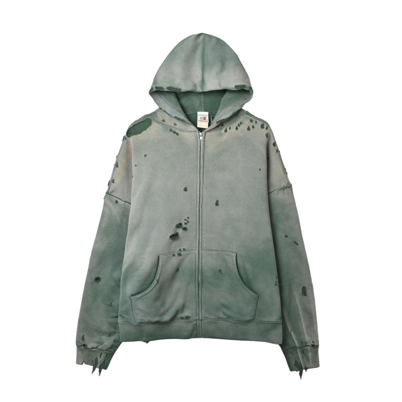 Sage Green Sherpa Lined Zip Hoodie Jacket view