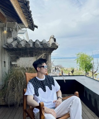 Monogram Drip Print Short Sleeve T-Shirt White view 2