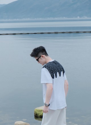 Monogram Drip Print Short Sleeve T-Shirt White view 3