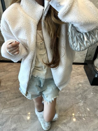 Cream Wool Blend Oversized Cardigan Jacket view 5