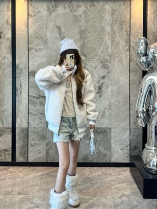 Cream Wool Blend Oversized Cardigan Jacket view 8