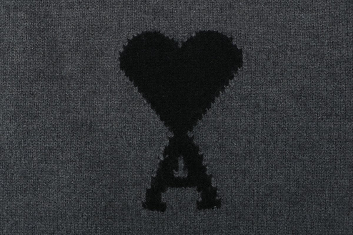 Charcoal Gray Heart Embroidered Crewneck Sweater view