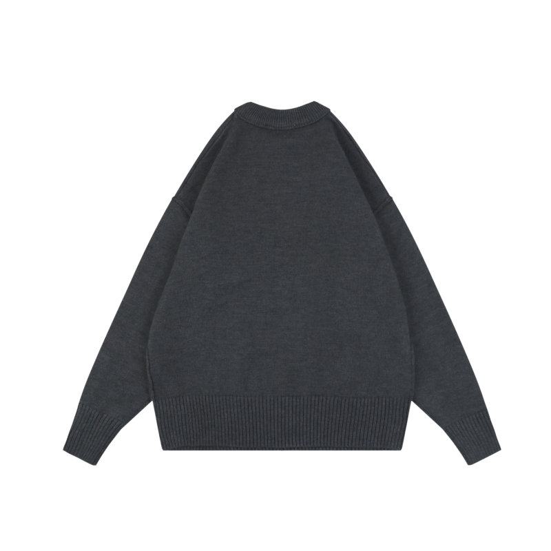 Charcoal Gray Heart Embroidered Crewneck Sweater view