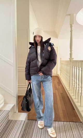 Moncler Black Puffer Down Jacket with Blue Trim view 4