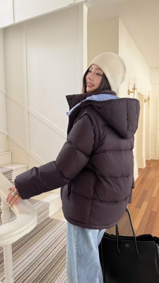 Moncler Black Puffer Down Jacket with Blue Trim view 5